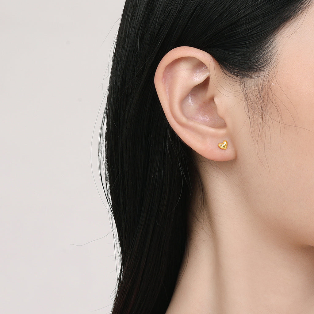 24K金心形耳環 0.71-0.91克 AA096006