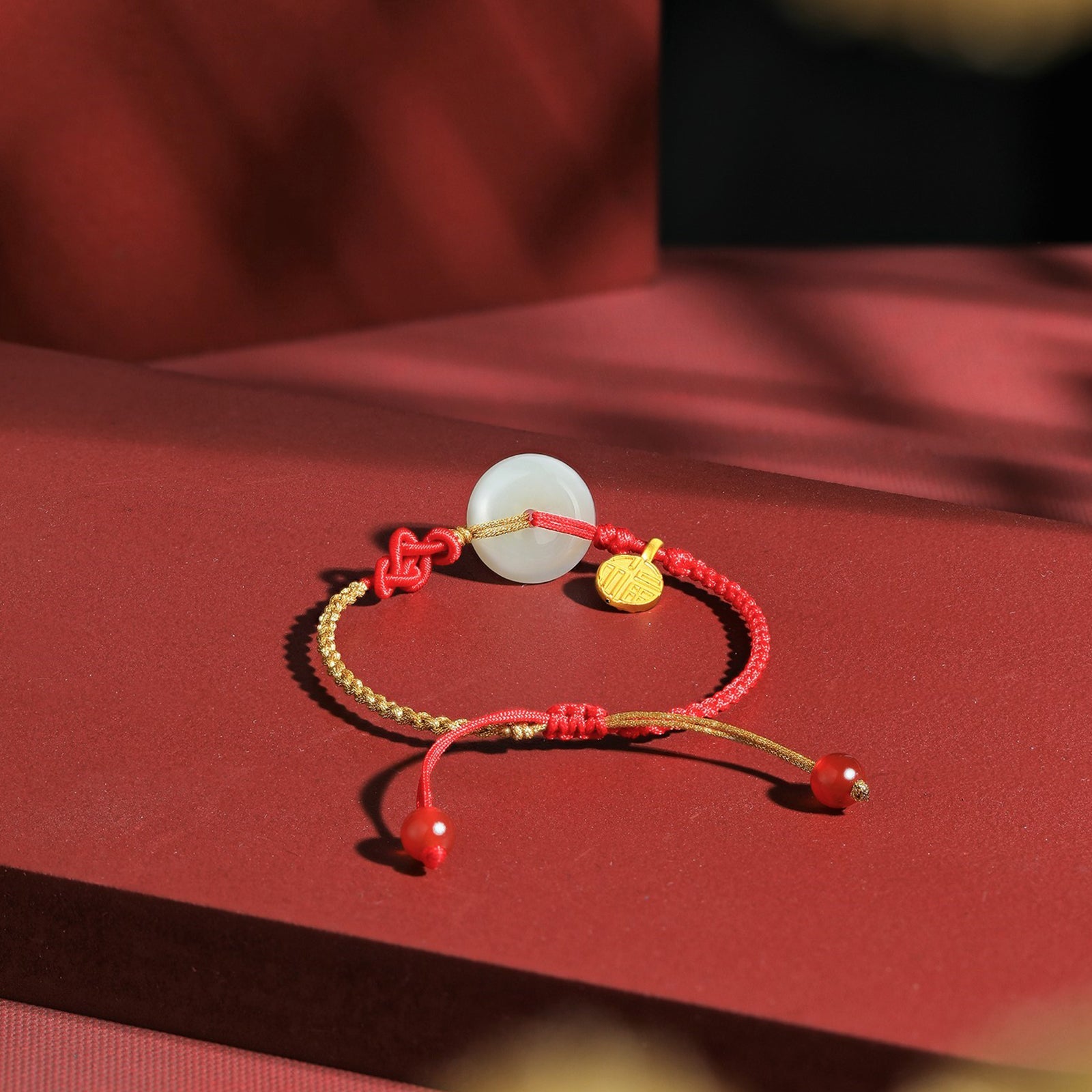 24K Gold String Bracelet 16*16mm Agate 6*6mm Fu 0.21-0.29g Y1710118