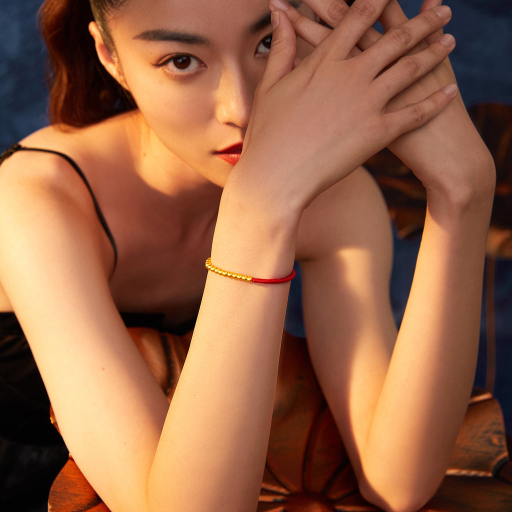 Antiquity Gold' 999.9 24K Gold String Bracelet 2-2.5g A178862