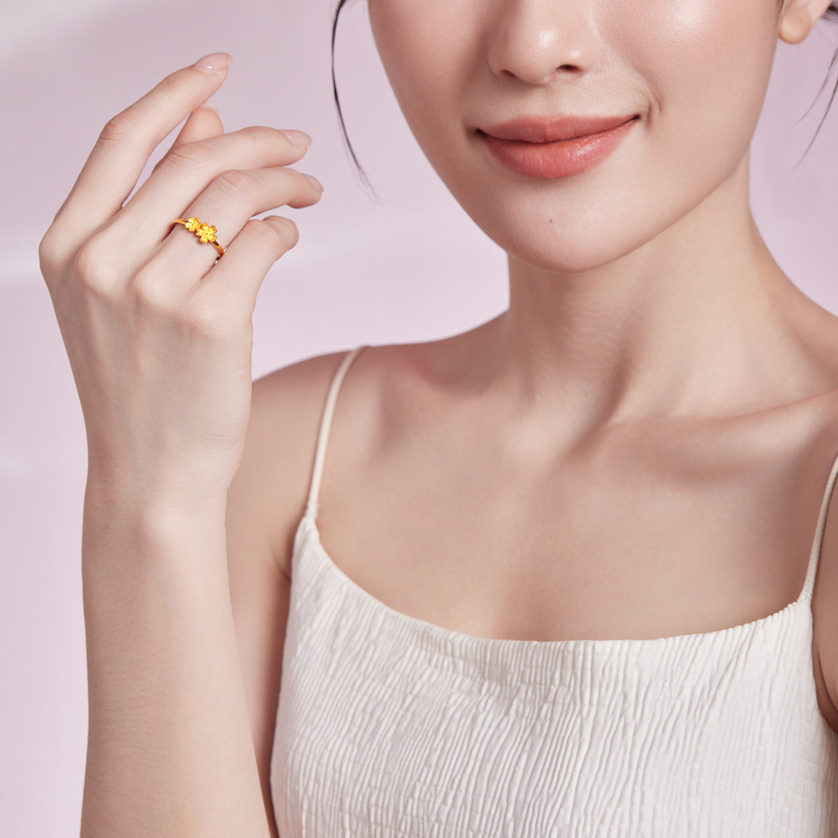 999 24K Gold Ring Flower 2.3-3.1g A0111670
