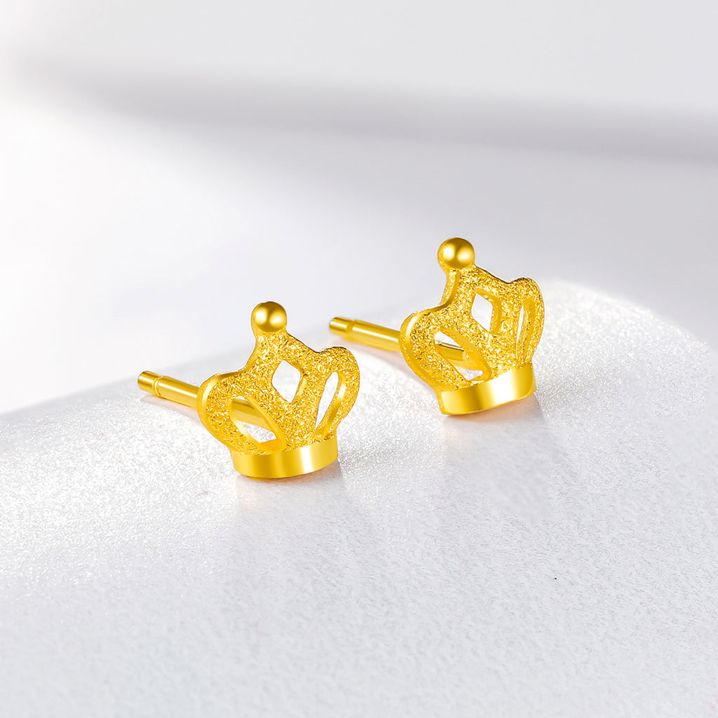 999 24K Gold Earrings Crown 1.2-1.4g AC091143