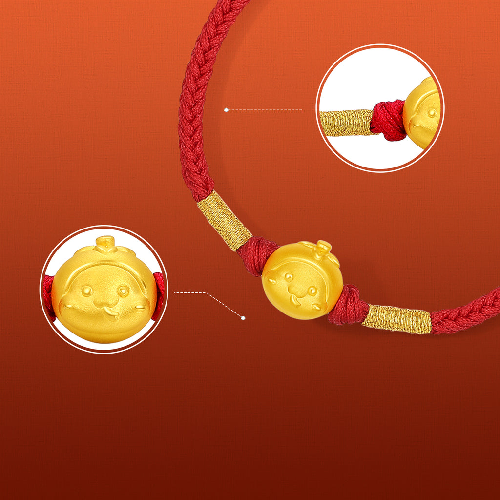 "Chinese Zodiac Snake" 24K Gold String Bracelet Snake 0.7-1g A1714444