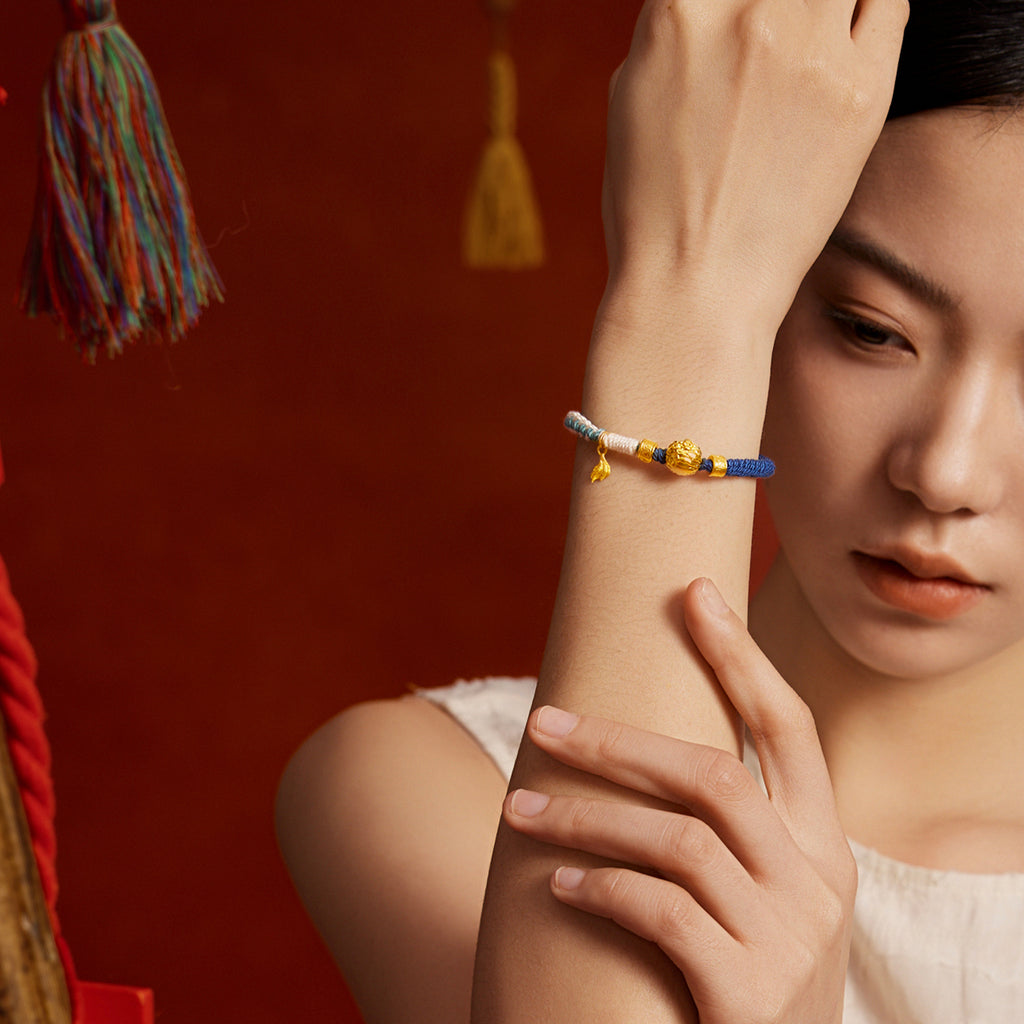 "Jiuhua Mountain" 24K Gold String Bracelet Ksitigarbha's Mount Diting A1715506