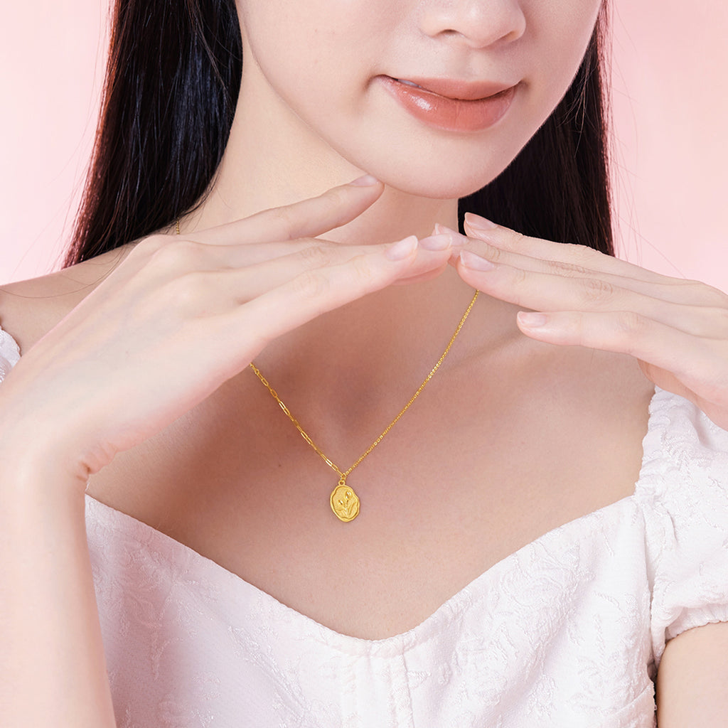 999 24K Gold Pendant Necklace Tulip 4.65-5.05g A0611951