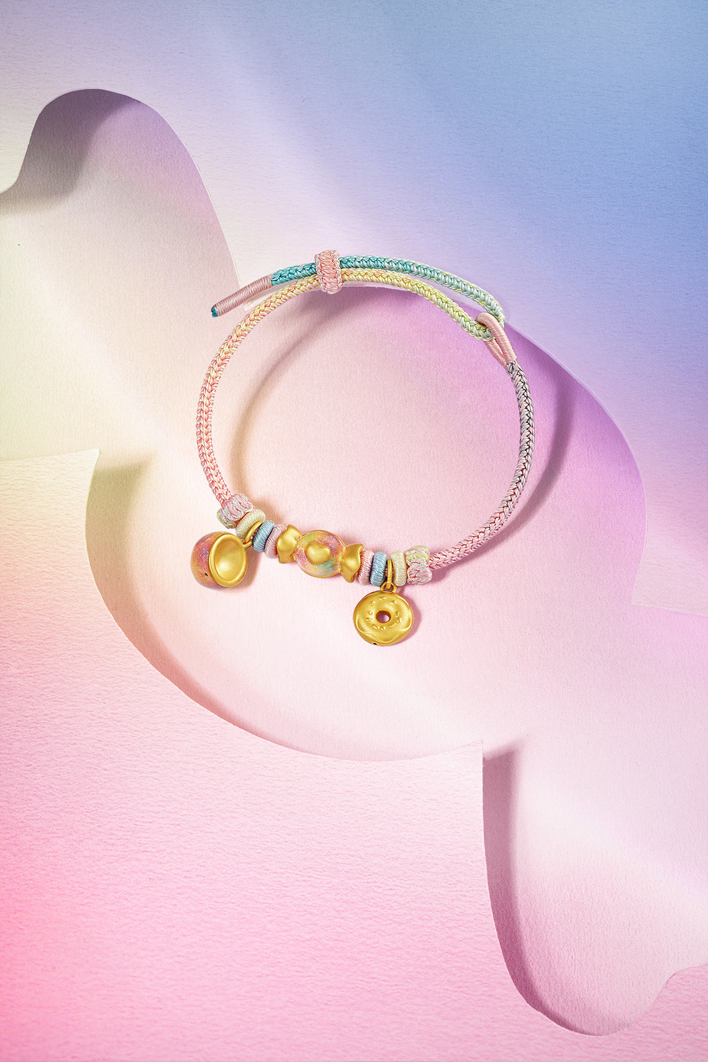 "Pop wu~" 24K Gold String Bracelet Doughnut 1.55-2.05g A1715627