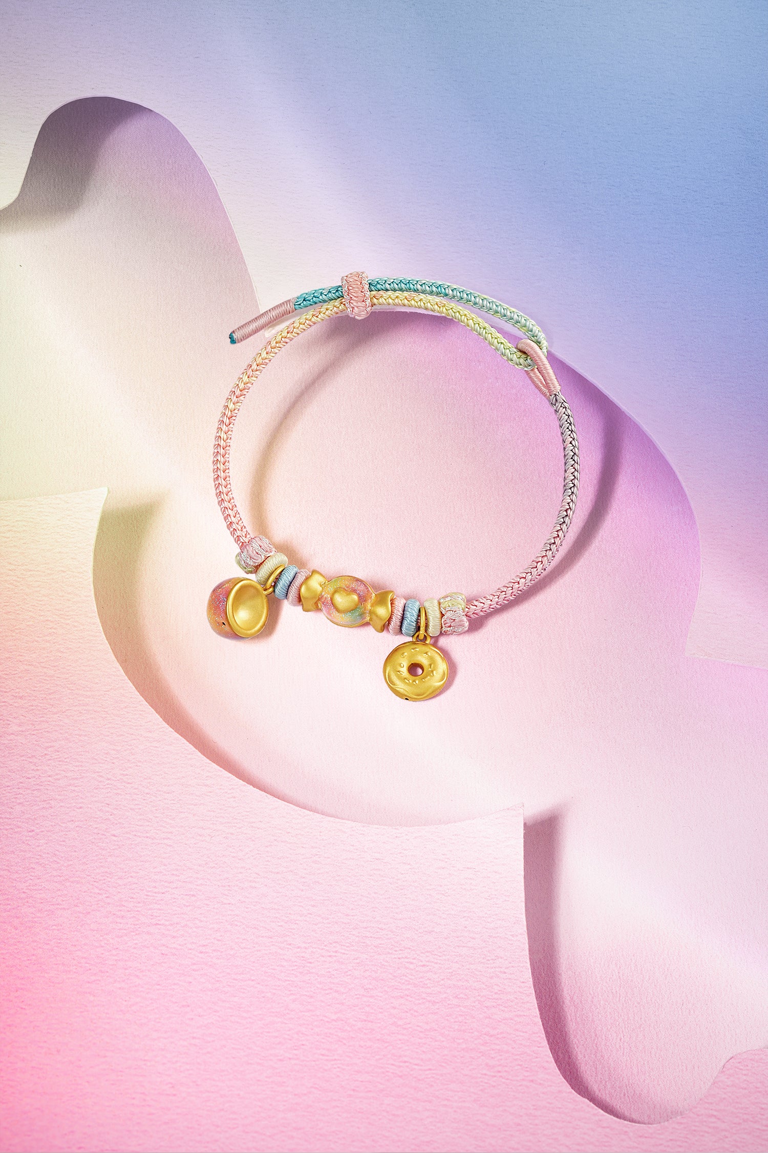 "Pop wu~" 24K Gold String Bracelet Doughnut 1.55-2.05g A1715627