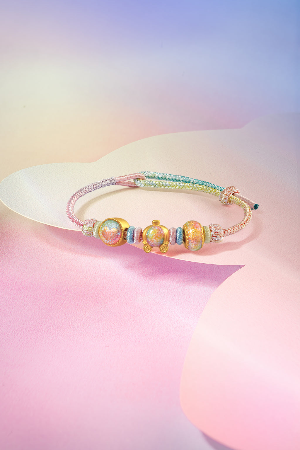 "Pop wu~" 24K Gold String Bracelet Heart 1.4-1.9g A1715607