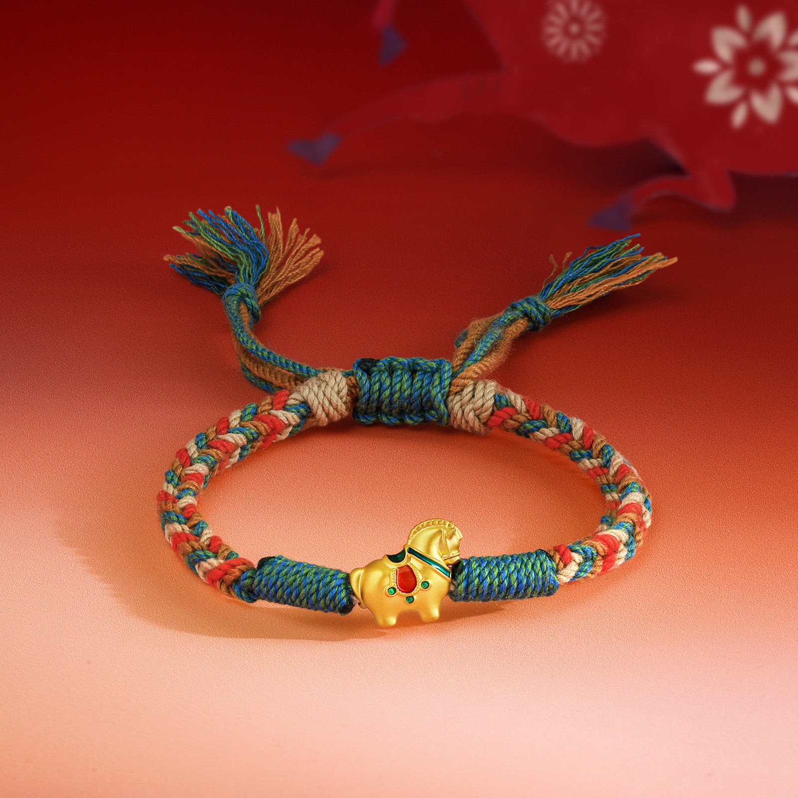 'Year of the Horse'  24K Gold String Bracelet Horse 0.5-0.8g 16cm-22cm A1715750