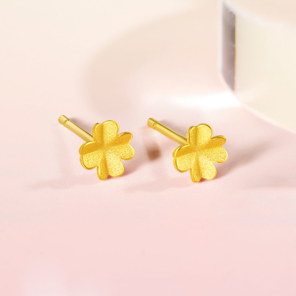 24K Gold Earrings Clover 0.61-0.81g AA096009