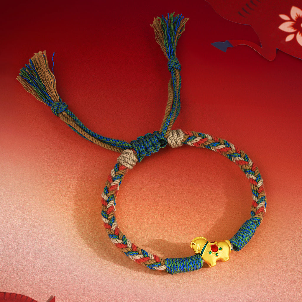 'Year of the Horse'  24K Gold String Bracelet Horse 0.5-0.8g 16cm-22cm A1715750