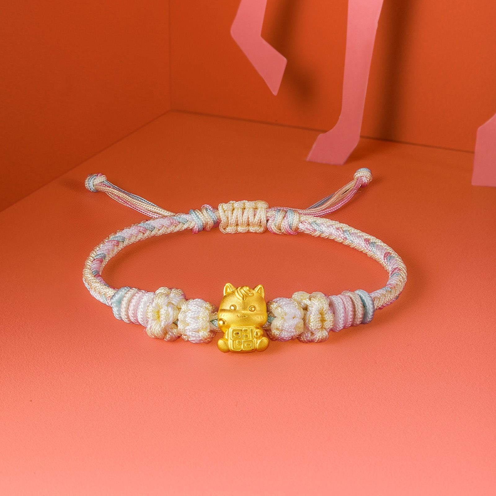 Year of the Horse' 24K Gold String Bracelet Horse 0.7-1g 16cm-22cm A1721169