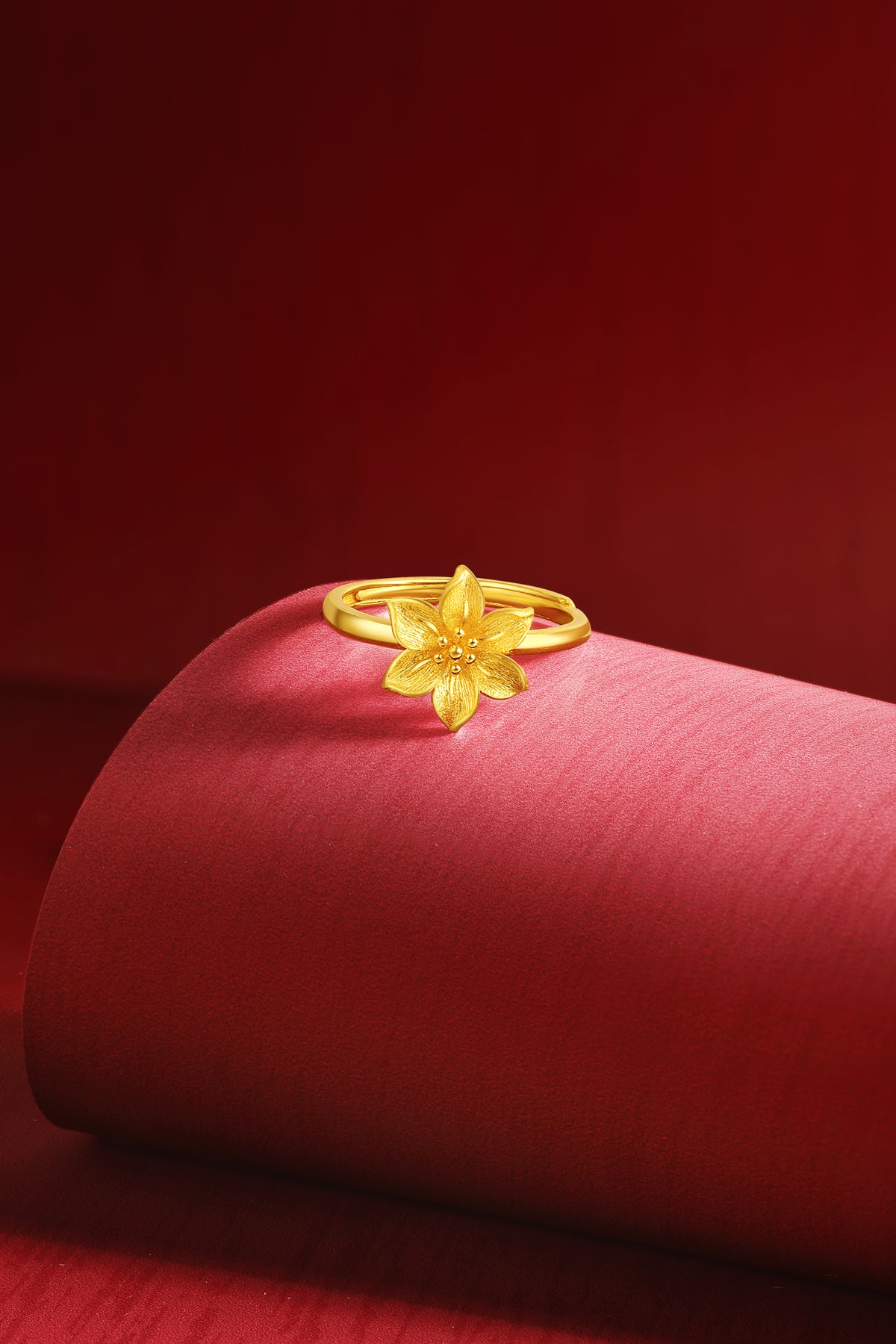 "Princess Wedding" 999 24K Gold Ring Flower 3.52-3.82g A0222059