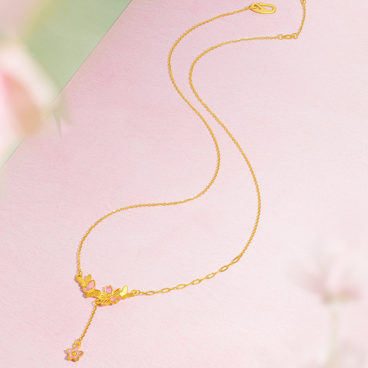 “Dream in the Garden” 999 24K Gold Pendant Necklace Flower 3.87-4.37g A0614925