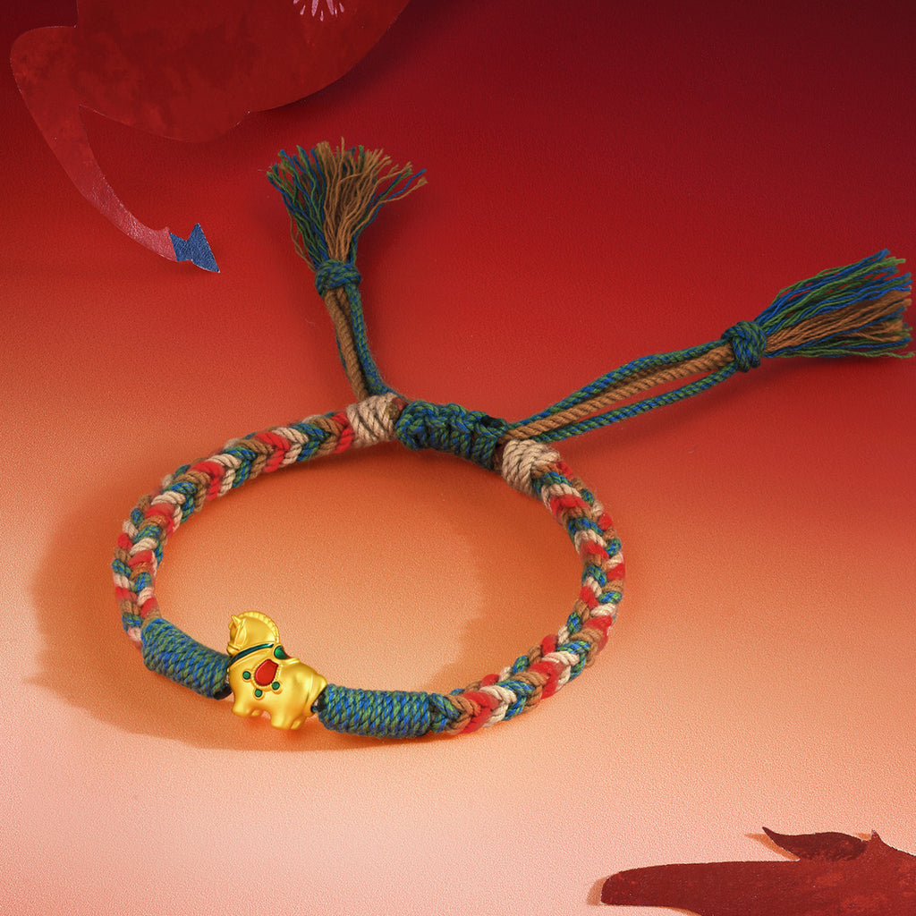 'Year of the Horse'  24K Gold String Bracelet Horse 0.5-0.8g 16cm-22cm A1715750