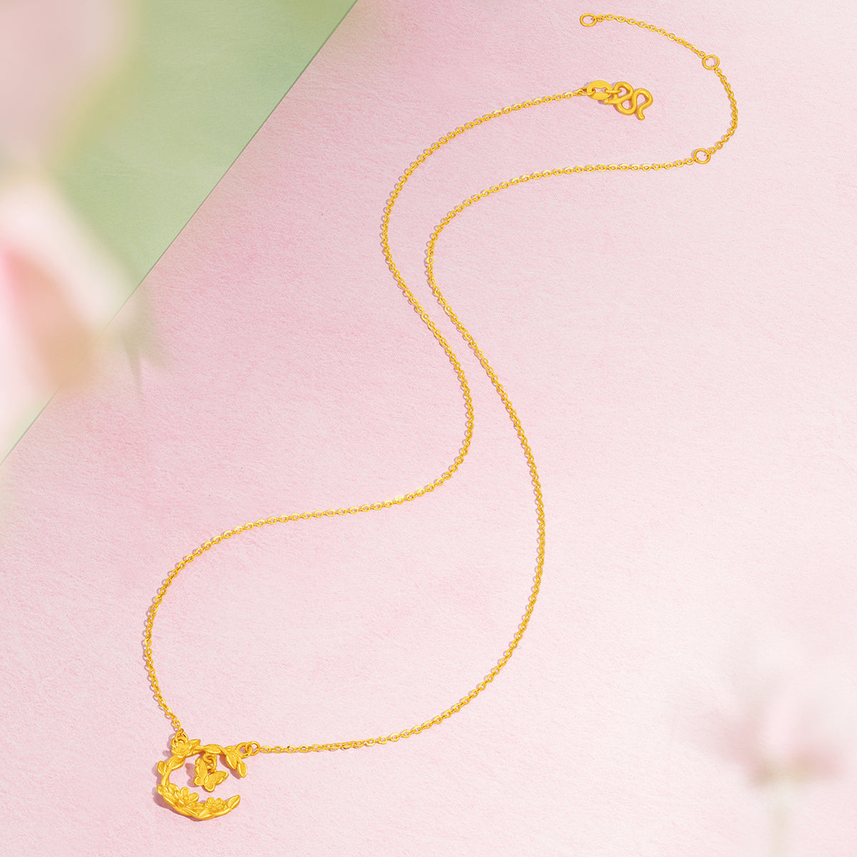 “Dream in the Garden” 999 24K Gold Pendant Necklace Flower 3.6-4g A0614924