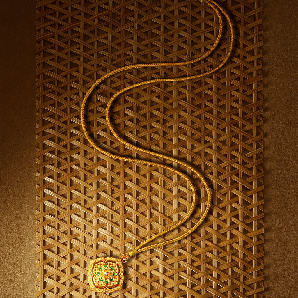 "Chinese Culture Collection - Woven Bamboo" 24K Gold Pendant Necklace Diamond 0.012ct 0.01ct Flora 16.45-18.45g W0423515