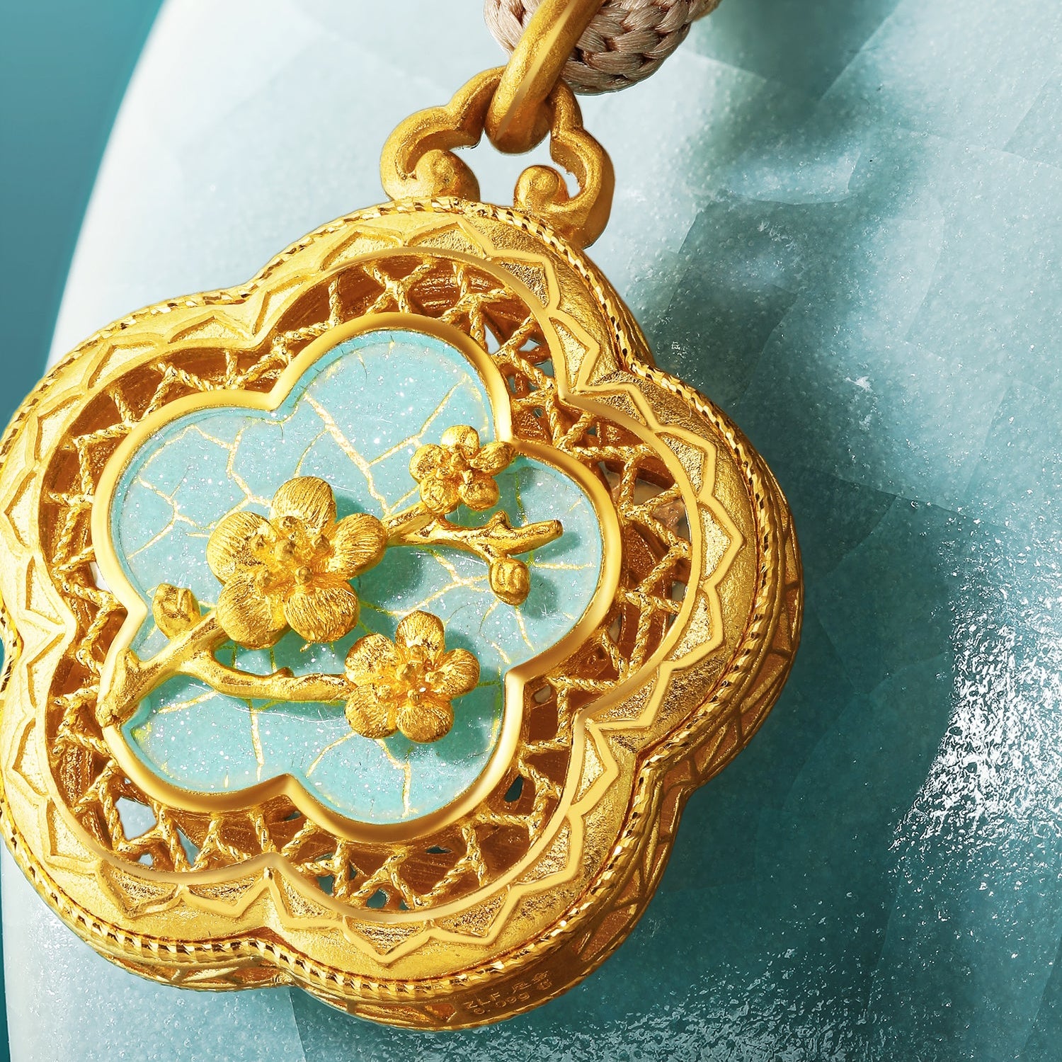 "Chinese Culture Collection - Ru Ware" 24K Gold Pendant Flower 5.05-7.05g A0449245