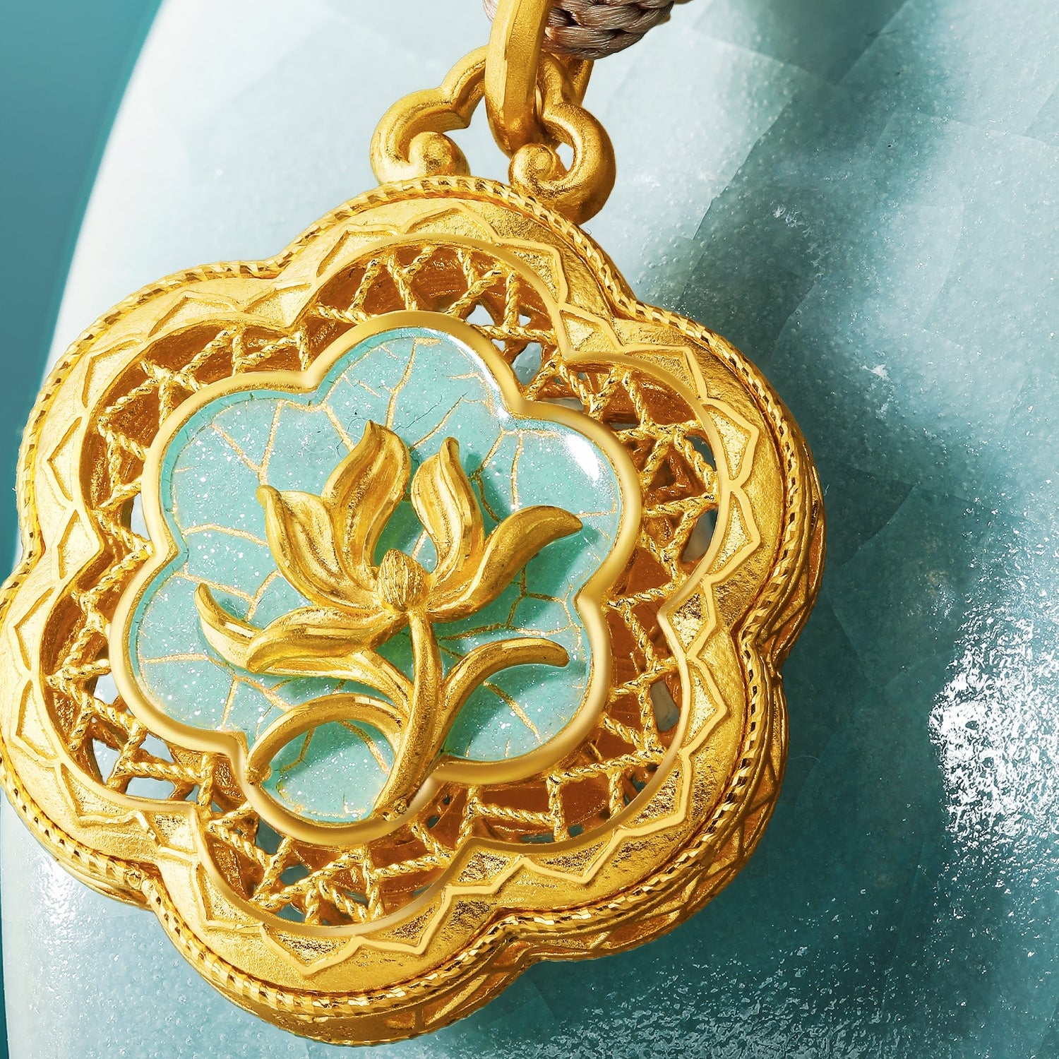"Chinese Culture Collection - Ru Ware" 24K Gold Pendant Flower 5.01-7.01g A0448114