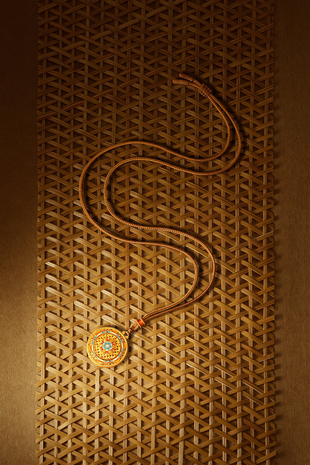 "Chinese Culture Collection - Woven Bamboo" 24K Gold Pendant Necklace Diamond 0.003ct Flora 18.14-20.5g W0423510