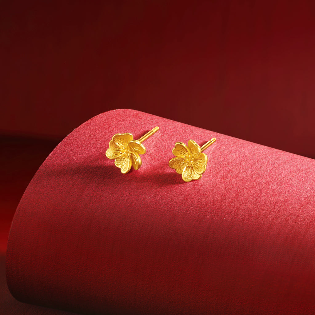 "Princess Wedding" 999 24K Gold Earrings Flower 1.72-2.02g A0922054
