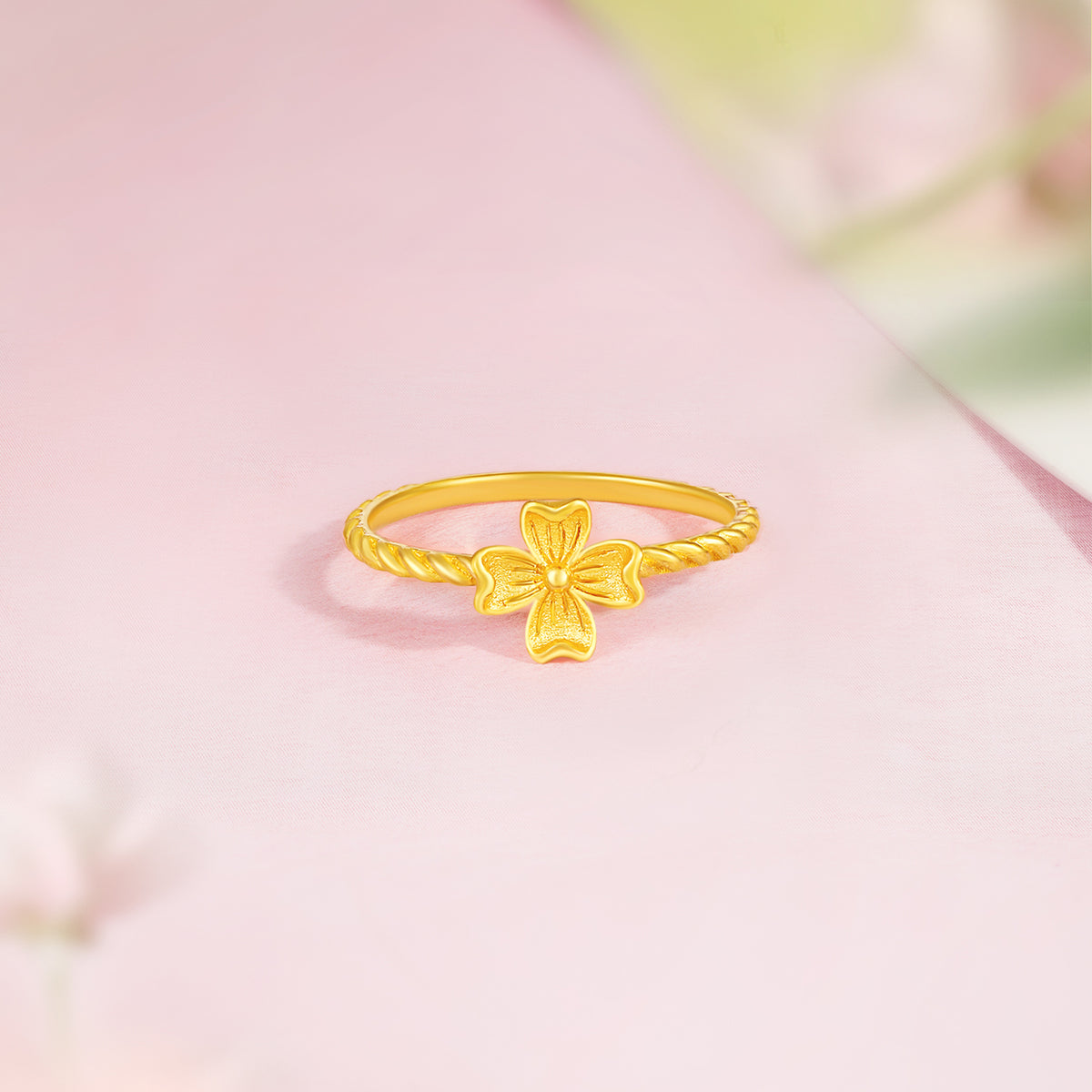 “Dream in the Garden” 24K Gold Ring Flower 1.7-2.3g A0115909