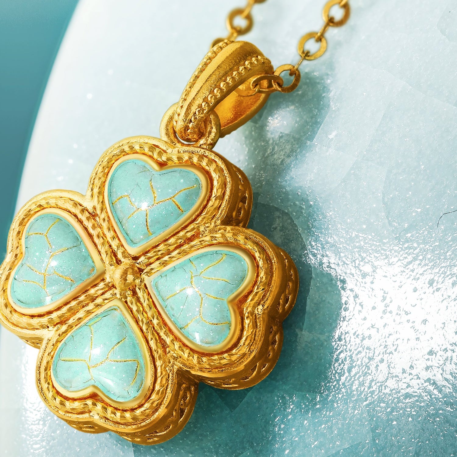 "Chinese Culture Collection - Ru Ware" 24K Gold Pendant Clover 2.31-4.31g A0450083