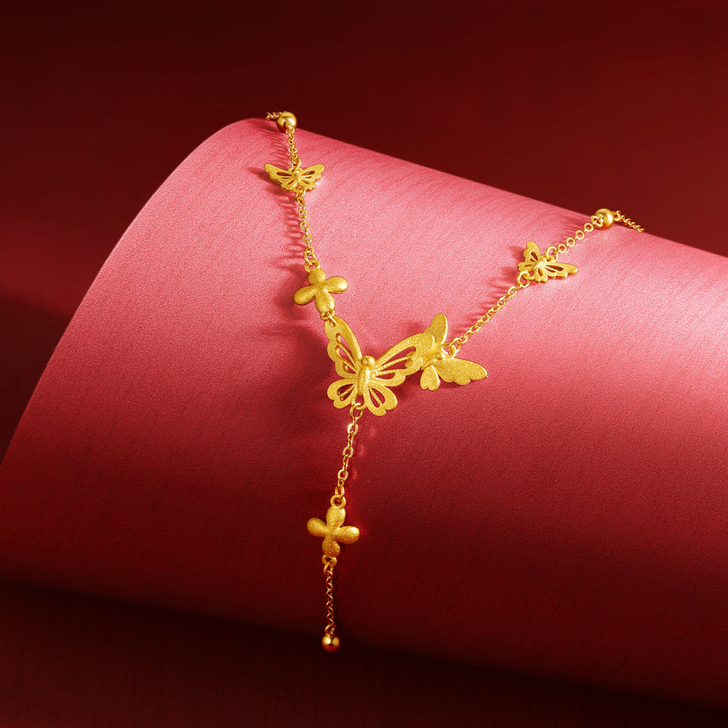 "Princess Wedding" 24K Gold Pendant Necklace Butterfly 7-7.5g A0622097