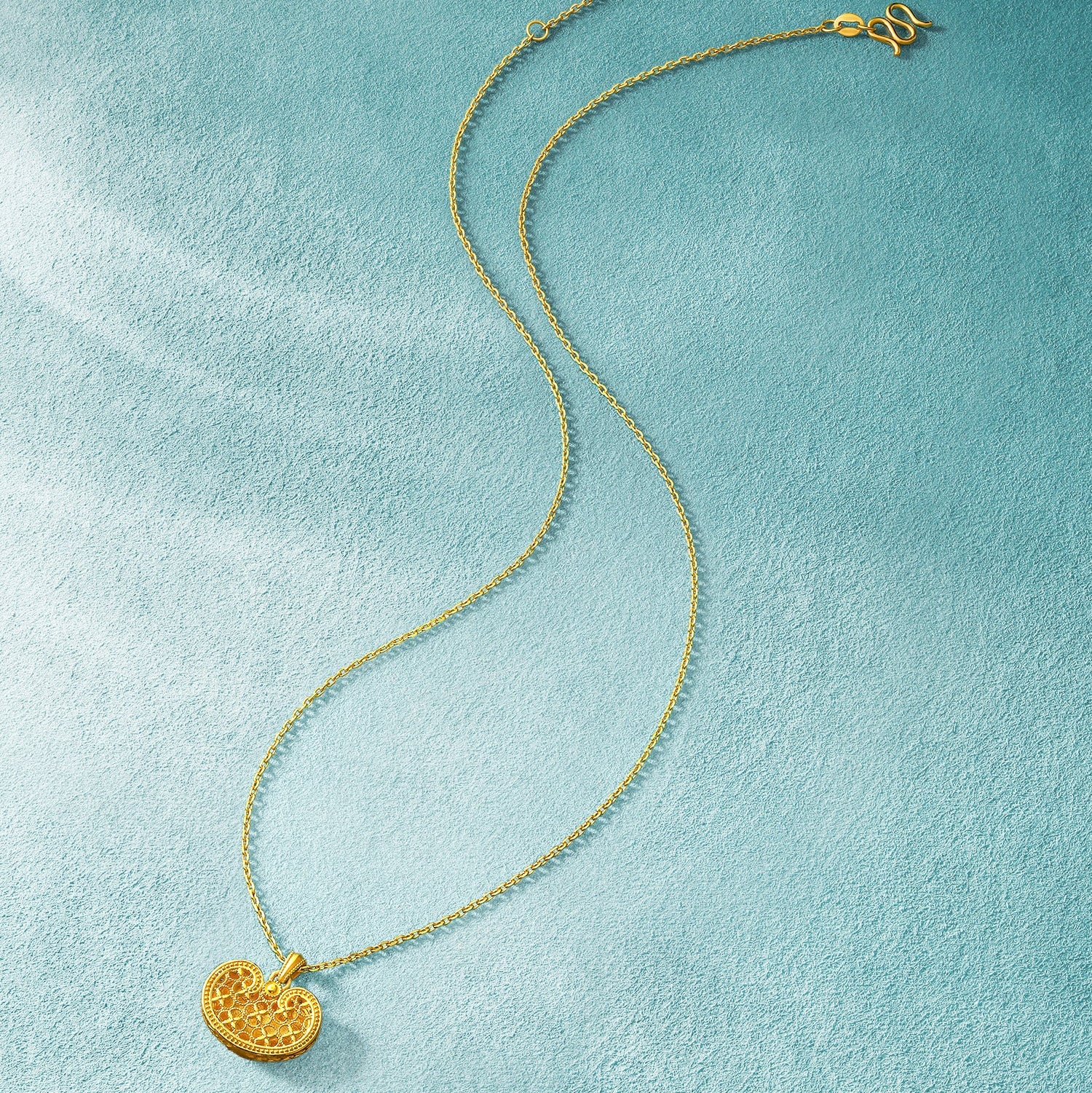 "Chinese Culture Collection - Ru Ware" 24K Gold Pendant Necklace Diamond 0.022ct 0.003ct Ruyi 4.99-6.99g W0648076