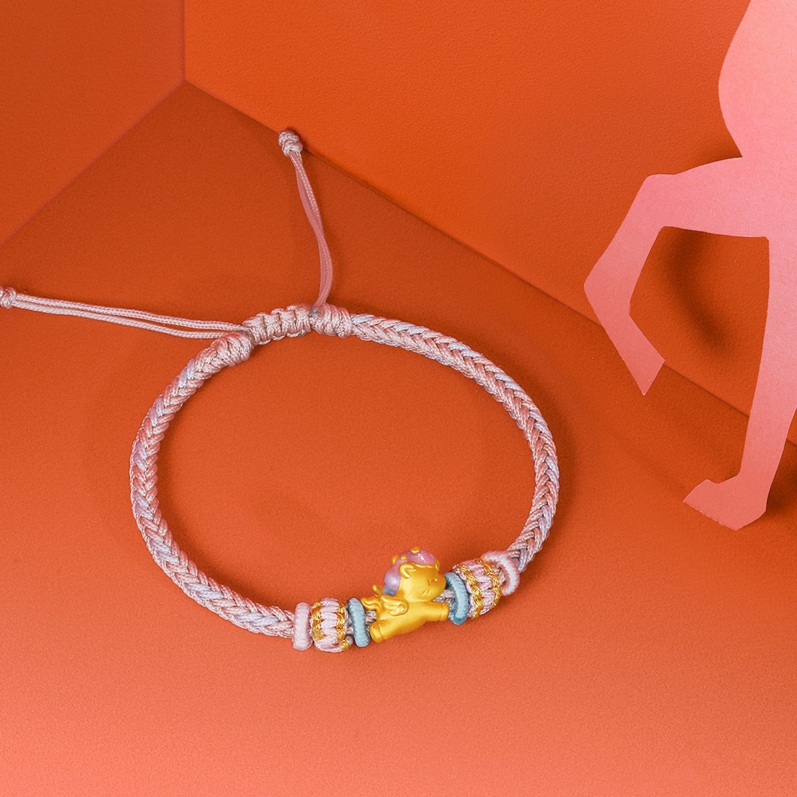 'Year of the Horse'  24K Gold String Bracelet Horse 0.7-1g 16cm-22cm A1715704