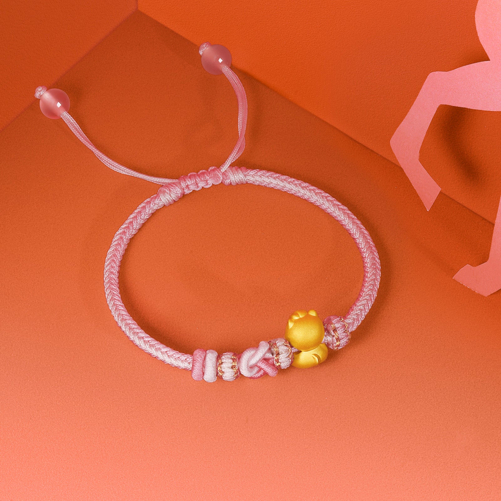 'Year of the Horse'  24K Gold String Bracelet Horse Heart 0.85-1.05g 16cm-22cm A1715747