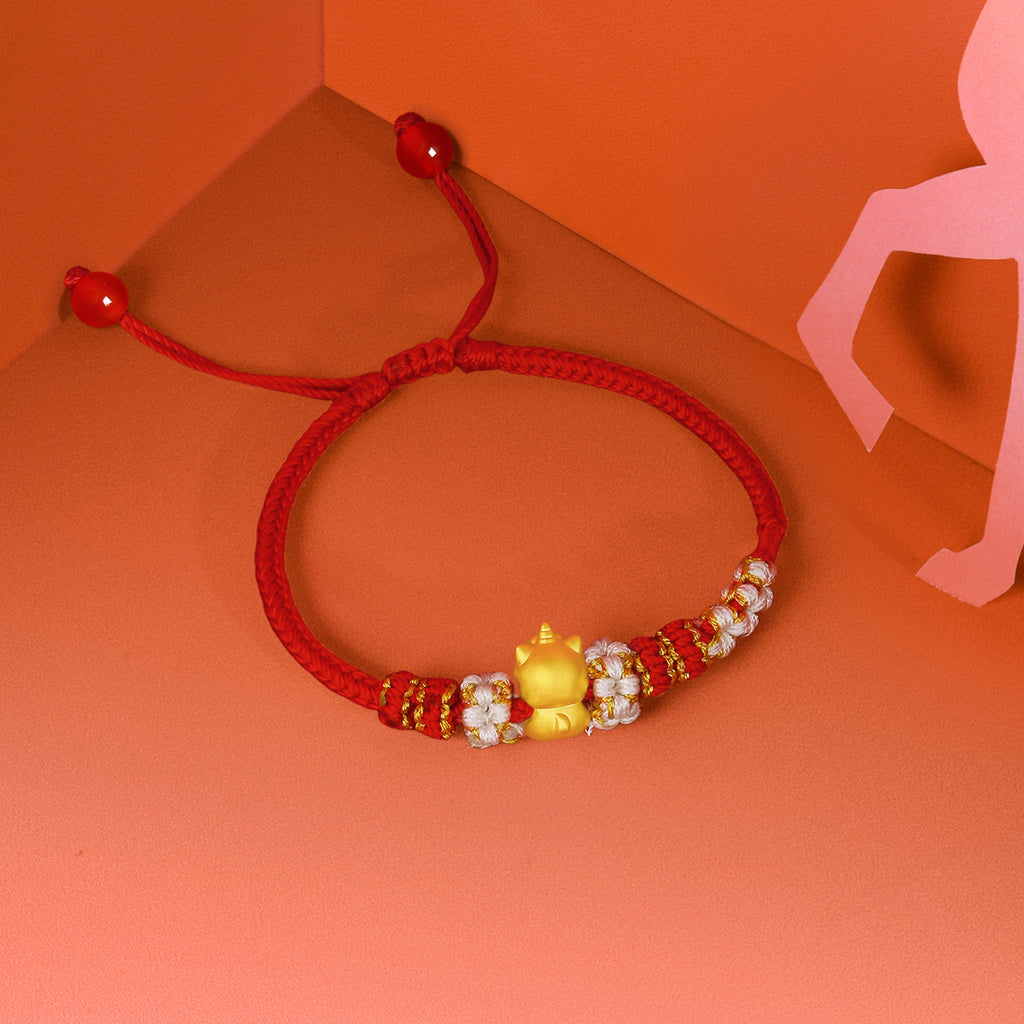 'Year of the Horse' 24K Gold Bracelet Horse Fortune Fu 0.6-0.8g 16cm-22cm A1715948