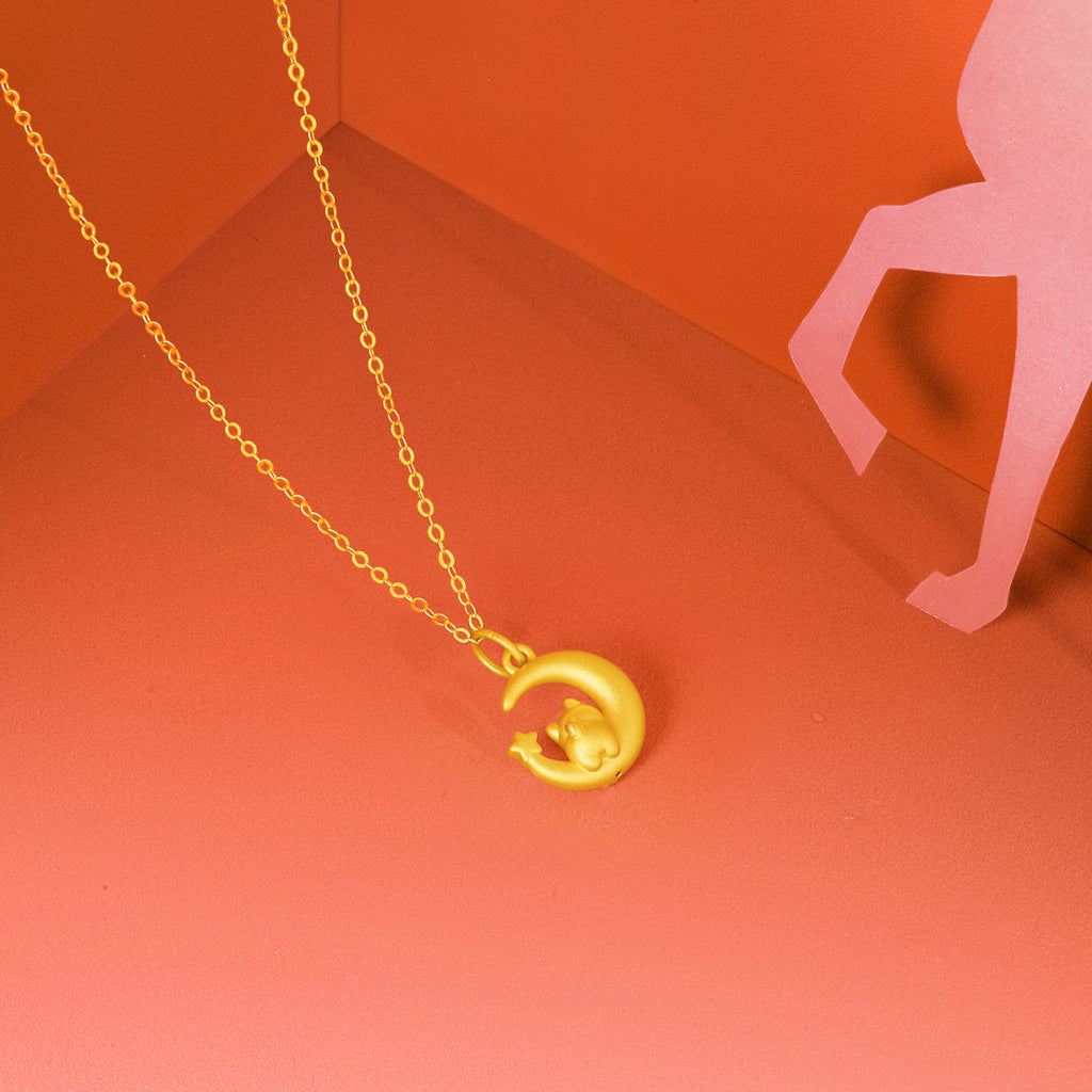 'Year of the Horse' 24K Gold Pendant Moon Horse 1-1.3g A0415518