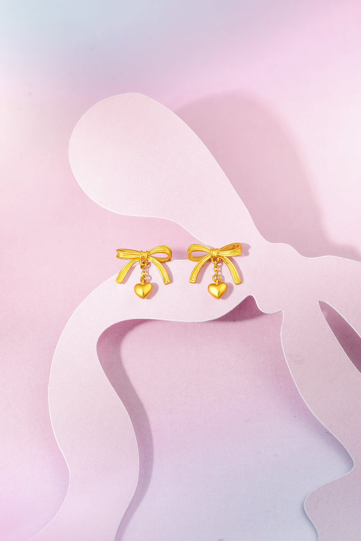 "Girl's Worries" 24K Gold Earrings Bow 2.15-2.55g A0915497