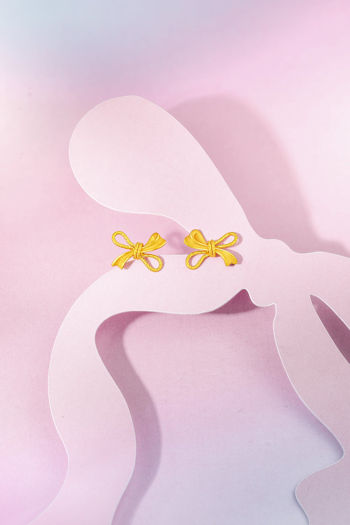 "Girl's Worries" 24K Gold Earrings Bow 1.82-2.62g A0915790