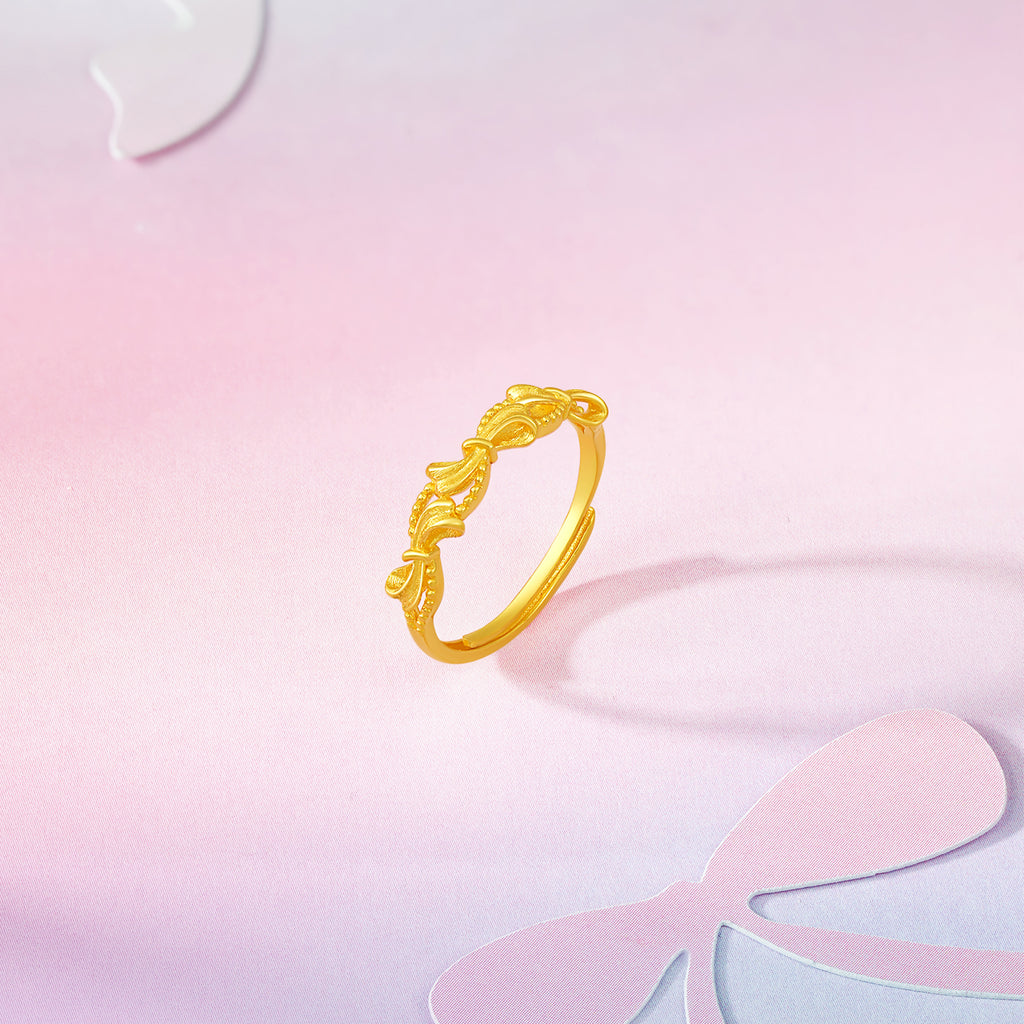 "Girl's Worries" 24K Gold Ring Bow 2.15-2.55g A0115492