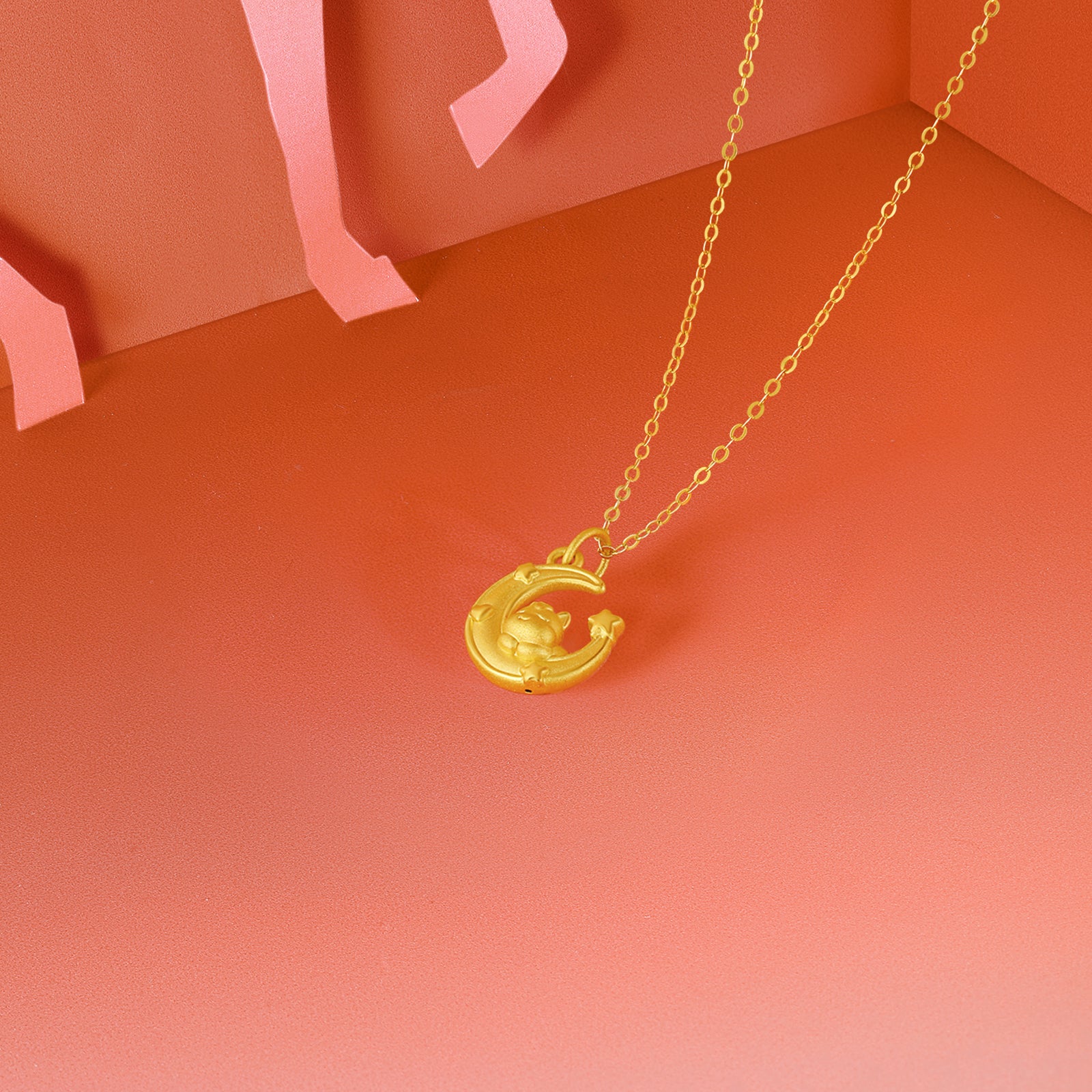 'Year of the Horse' 24K Gold Pendant Moon Horse 1-1.3g A0415518