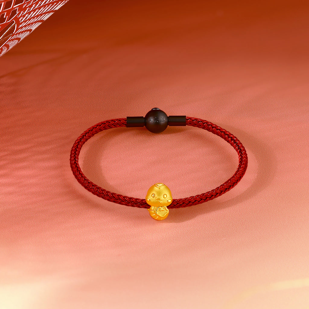 "Chinese Zodiac Snake" 24K Gold Charm Bracelet Snake 1-1.3g A1613095