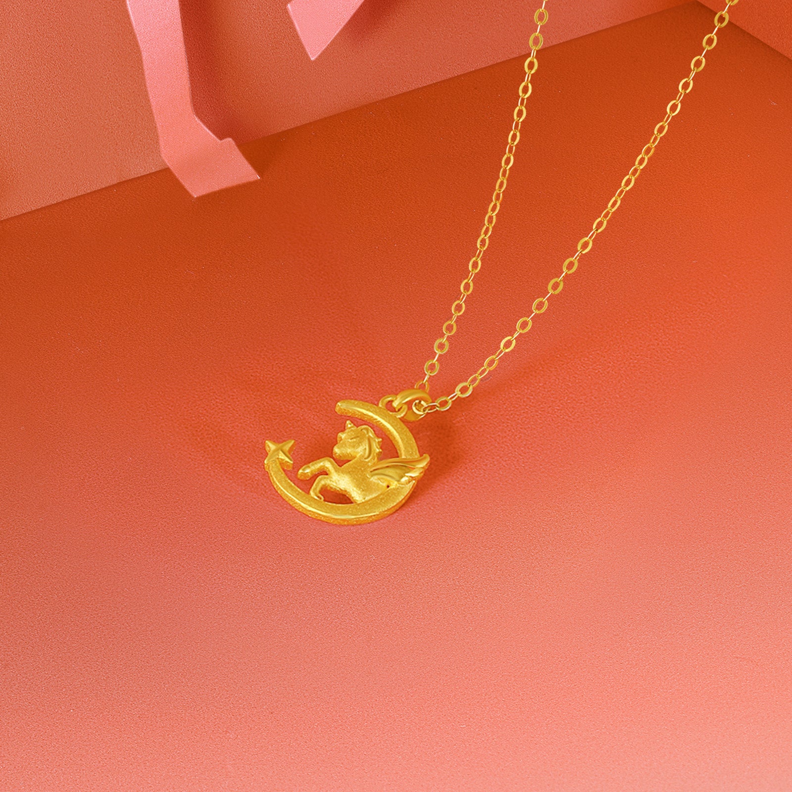 "Year of the Horse" 24K Gold Pendant Horse Moon 1.85-2.15g A0415706