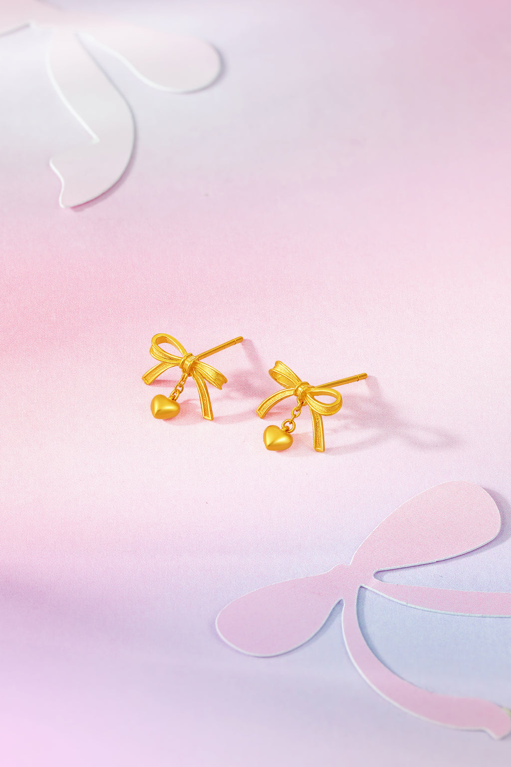 "Girl's Worries" 24K Gold Earrings Bow 2.15-2.55g A0915497