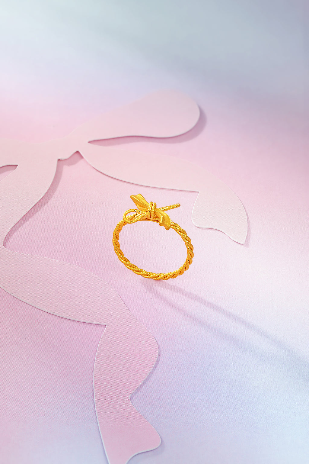 "Girl's Worries" 24K Gold Ring Bow 1.9-3.2g A0115791