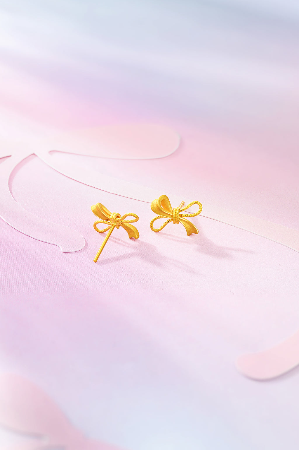 "Girl's Worries" 24K Gold Earrings Bow 1.82-2.62g A0915790