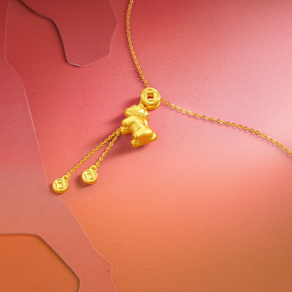 "Year of the Horse" 24K Gold Pendant Horse Coin 1.7-2g A0422088