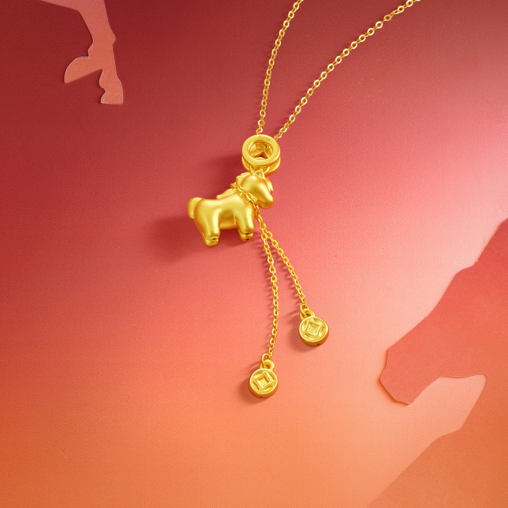 "Year of the Horse" 24K Gold Pendant Horse Coin 1.7-2g A0422088