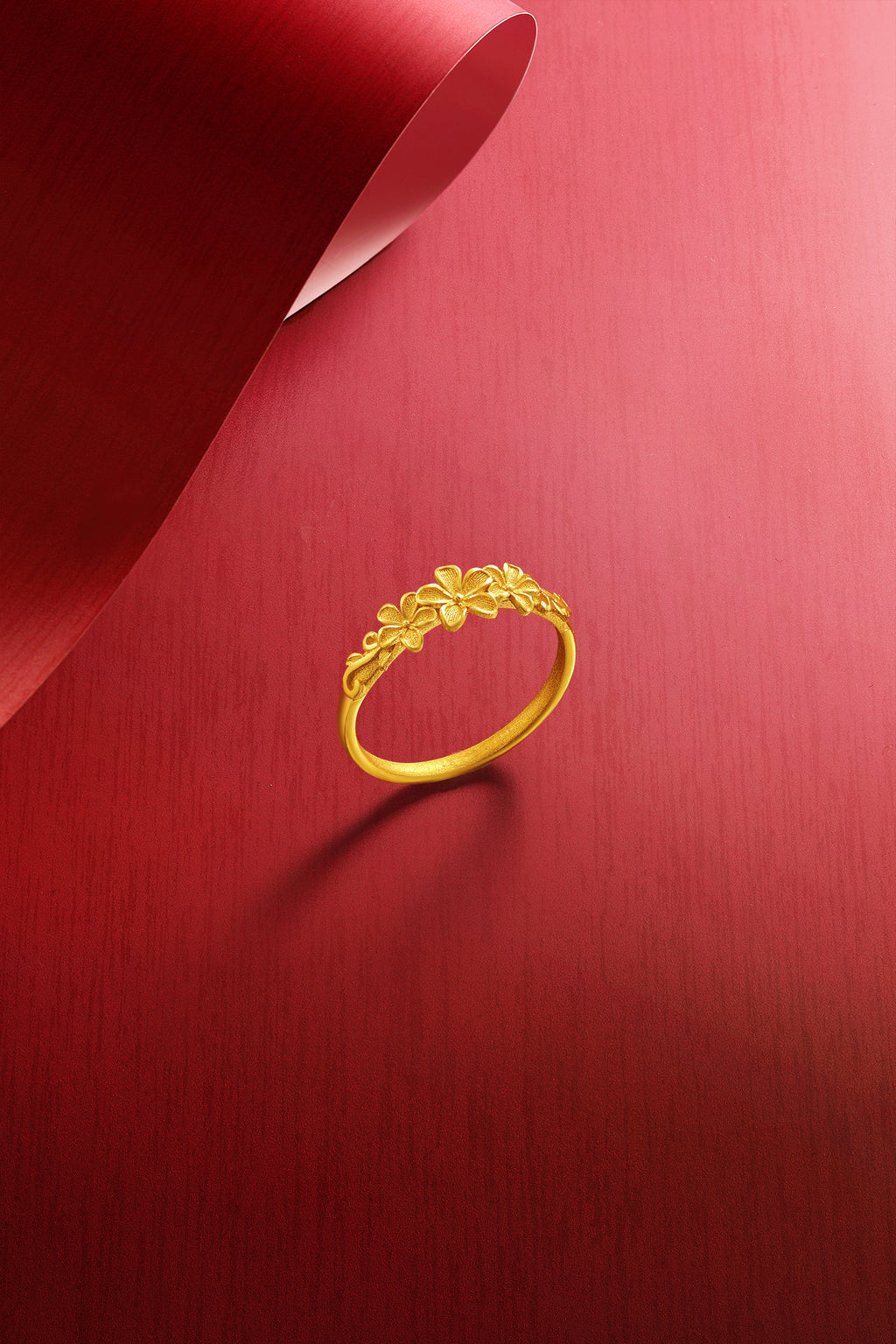 "Princess Wedding" 999 24K Gold Ring Flower 2.1-3.1g A0122962