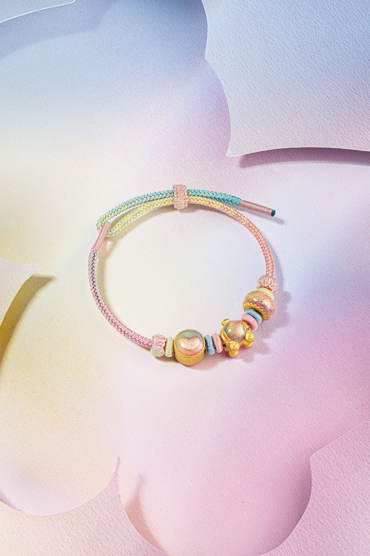 "Pop wu~" 24K Gold String Bracelet Heart 1.4-1.9g A1715607