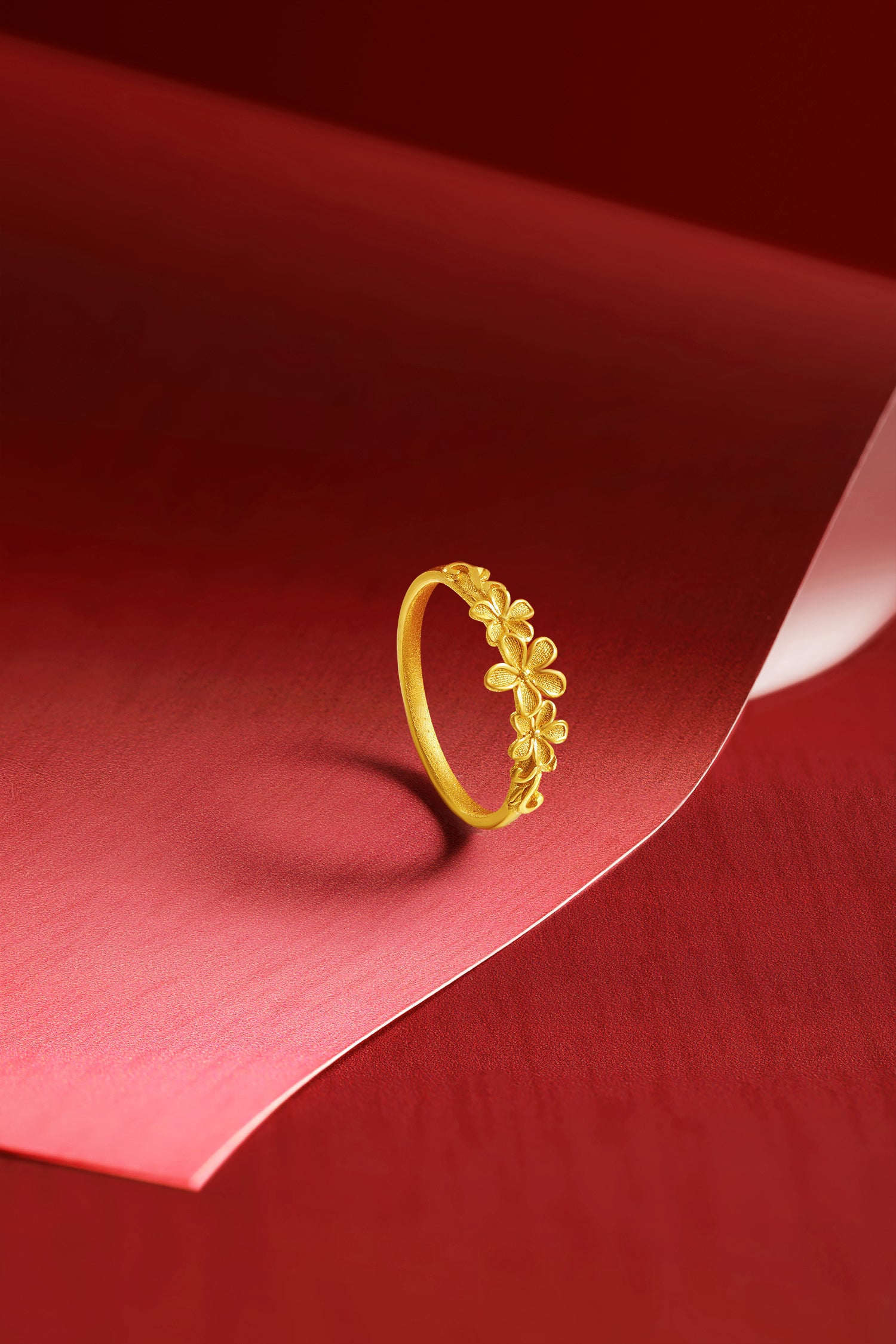 "Princess Wedding" 999 24K Gold Ring Flower 2.1-3.1g A0122962