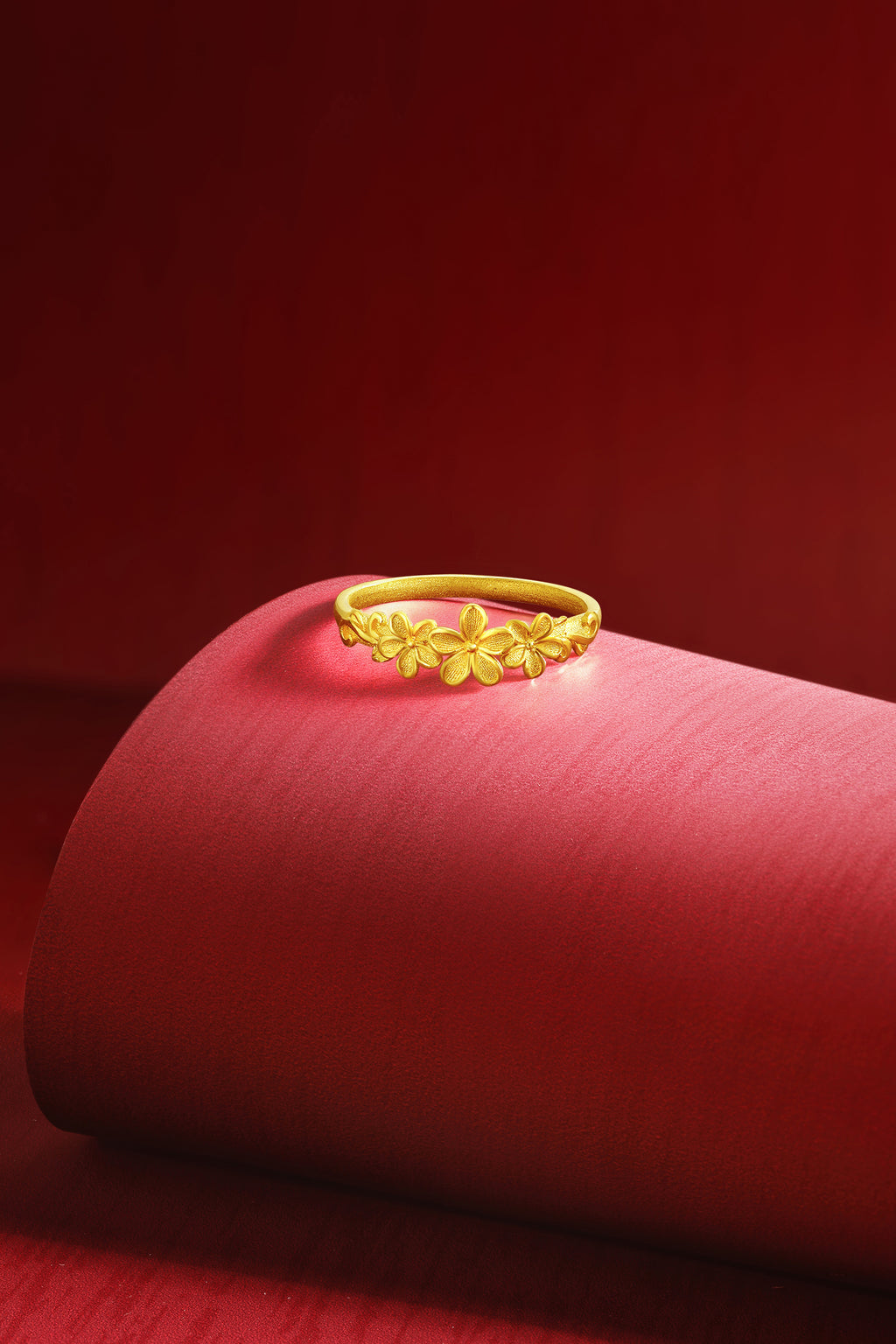 "Princess Wedding" 999 24K Gold Ring Flower 2.1-3.1g A0122962