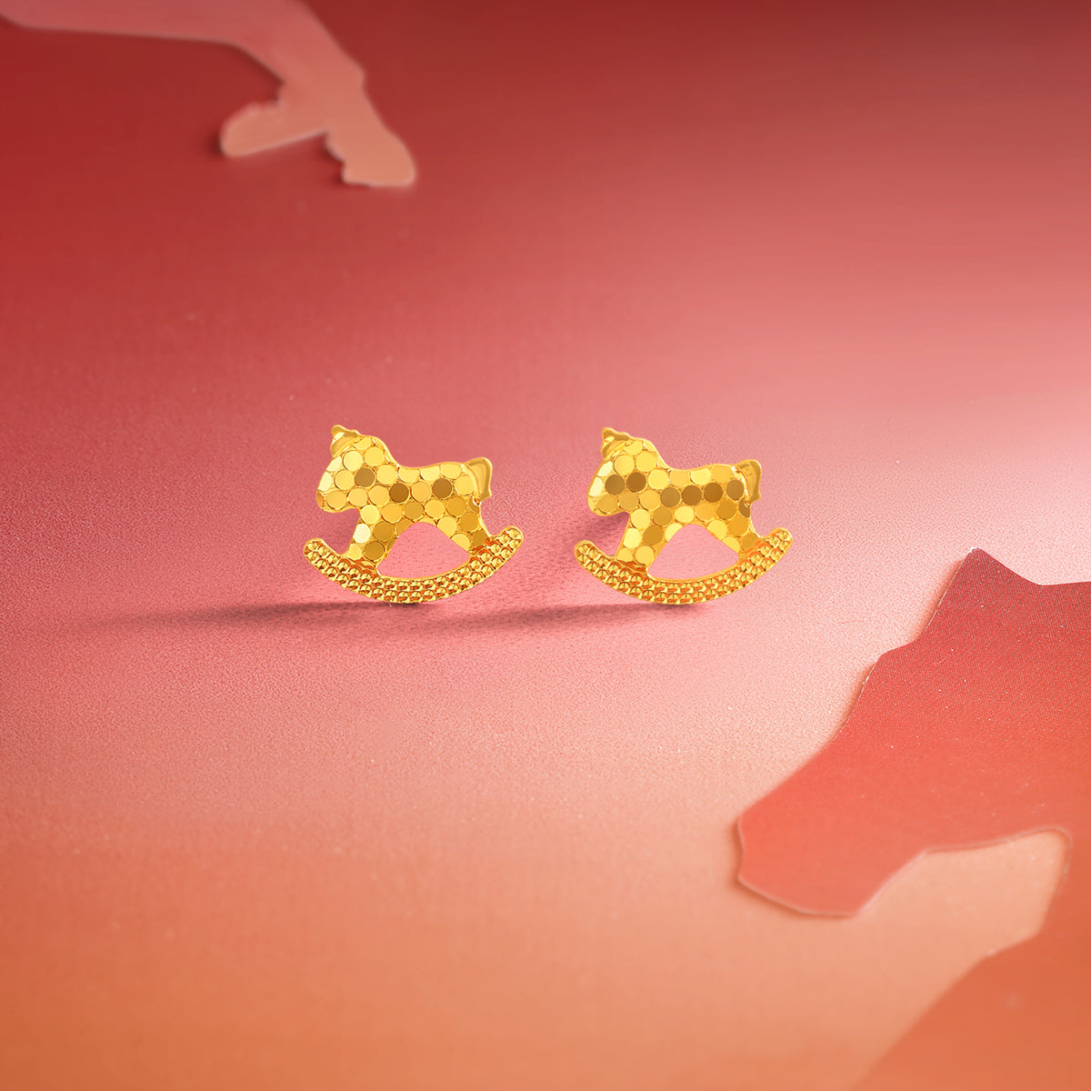 "Chinese Zodiac Horse" 24K Gold Earrings Horse 0.8-1.3g A0923805