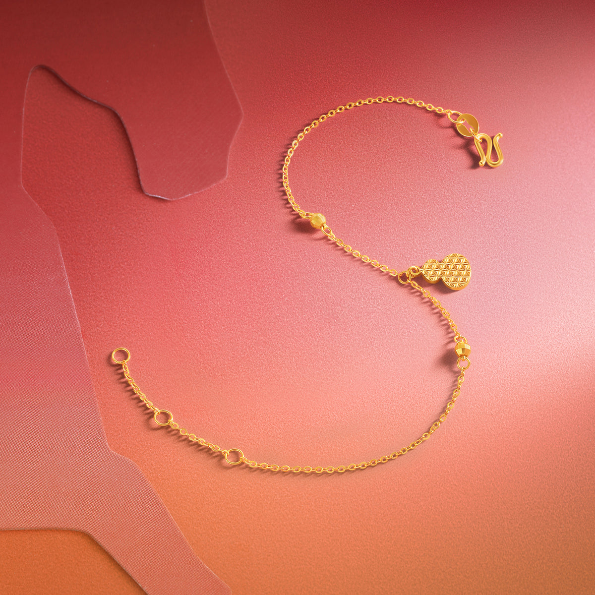 "Chinese Zodiac Horse" 24K Gold Chain Bracelet Horse 1.9-2.3g A0723994