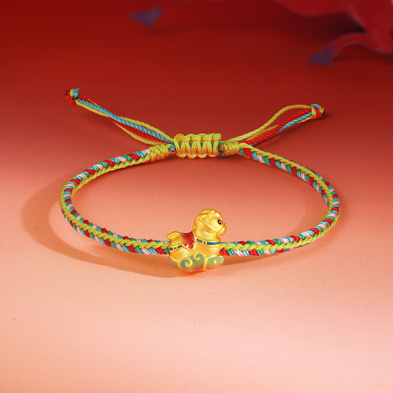 'Year of the Horse'  24K Gold String Bracelet Horse 0.7-1g 16cm-22cm A1721011